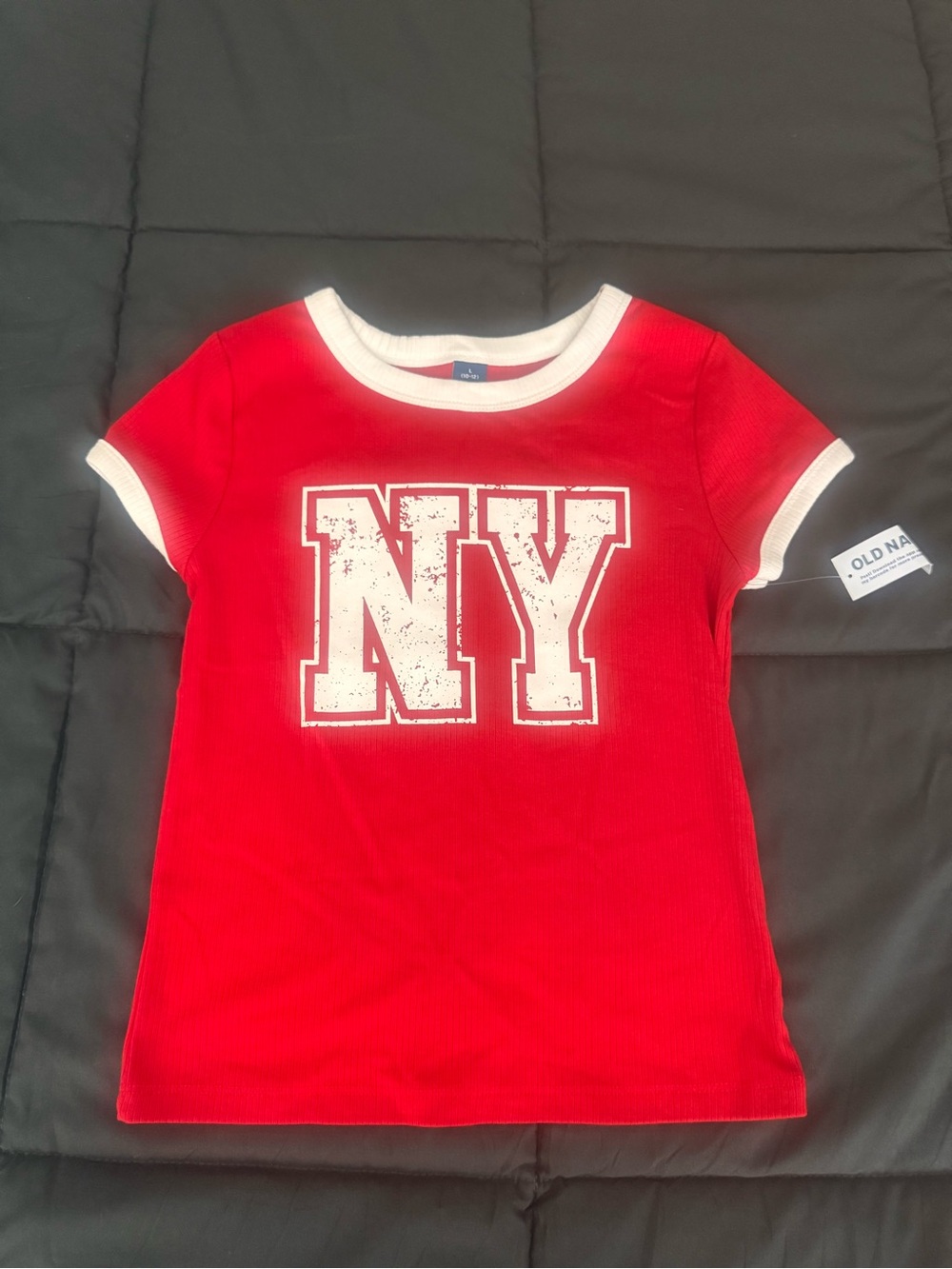 Old Navy Red Ringer Tee with White 'NY' Graphic